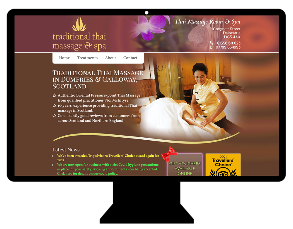 Screens example: The Thai Massage Room & Spa (desktop)