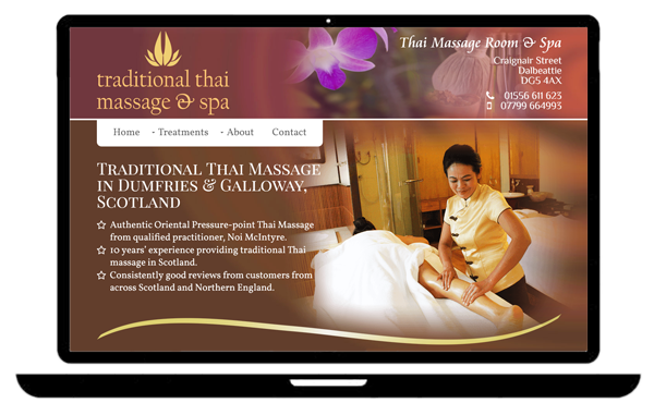 Screens example: The Thai Massage Room & Spa (laptop)